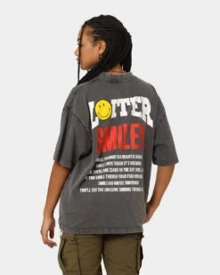 Loiter X Smiley Electric Smile Vintage T-Shirt Charcoal -Sportswear Women Store 02040171 YC300 womens 0020