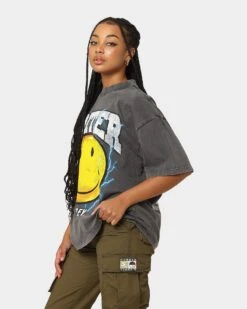 Loiter X Smiley Electric Smile Vintage T-Shirt Charcoal -Sportswear Women Store 02040171 YC300 womens 0070