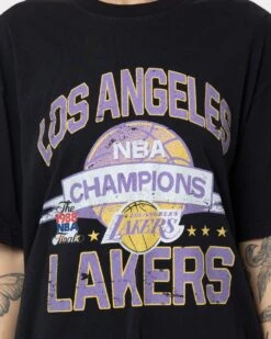 Mitchell & Ness Los Angeles Lakers Team History Vintage T-Shirt Faded Black -Sportswear Women Store 02040350 YB554 womens 0030