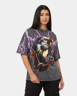 Loiter Lightning Eagle Vintage T-Shirt Charcoal