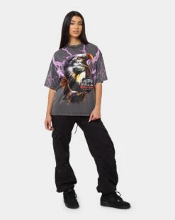 Loiter Lightning Eagle Vintage T-Shirt Charcoal -Sportswear Women Store 02040511 YC300 womens 0030