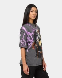 Loiter Lightning Eagle Vintage T-Shirt Charcoal -Sportswear Women Store 02040511 YC300 womens 0060
