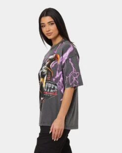 Loiter Lightning Eagle Vintage T-Shirt Charcoal -Sportswear Women Store 02040511 YC300 womens 0070