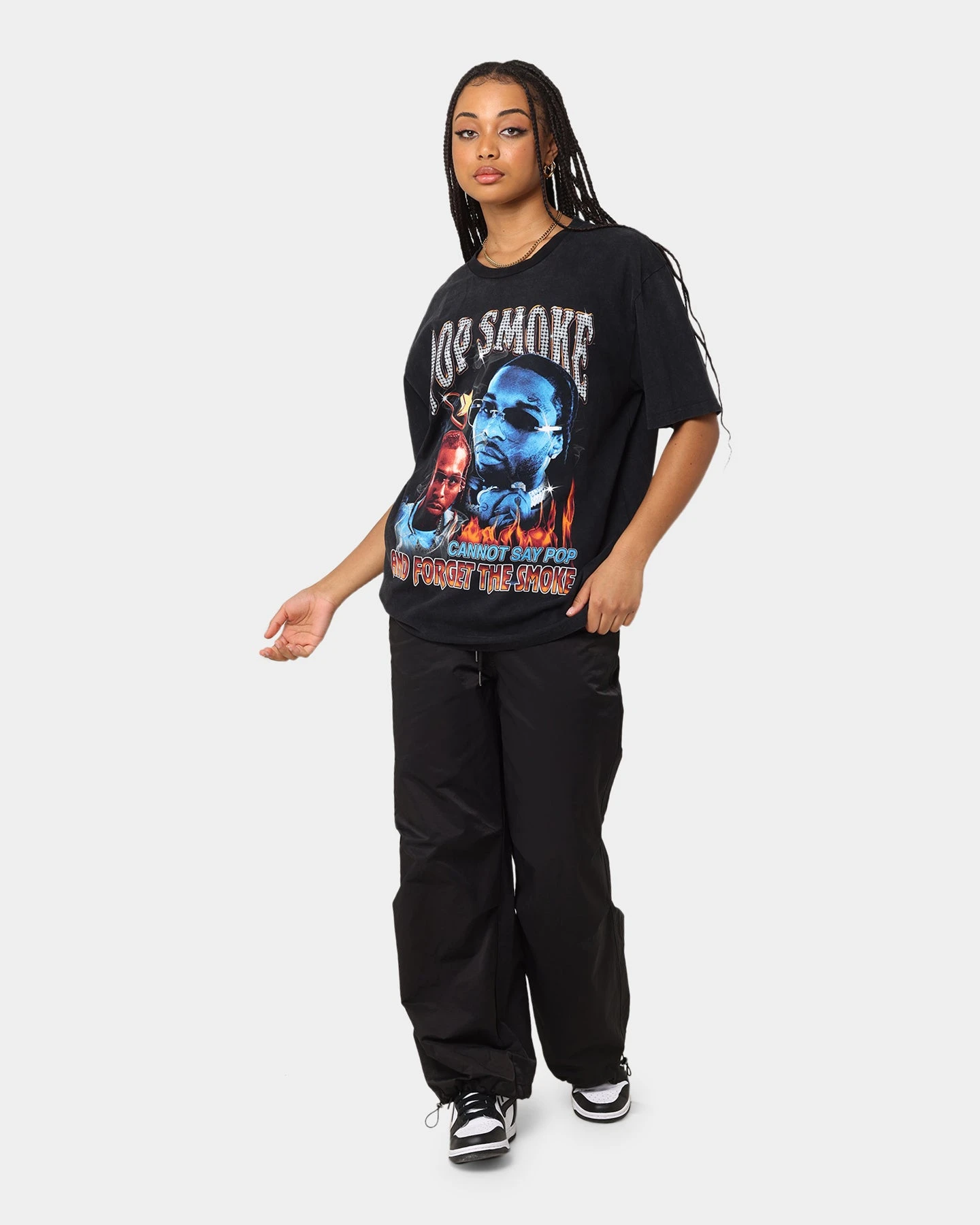 Pop Smoke And Forget The Smoke Vintage T-Shirt Washed Black 4 Pop Smoke And Forget The Smoke Vintage T-Shirt Washed Black - Image 2