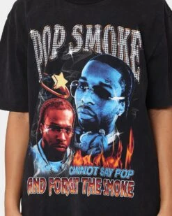 Pop Smoke And Forget The Smoke Vintage T-Shirt Washed Black 10 Pop Smoke And Forget The Smoke Vintage T-Shirt Washed Black -Sportswear Women Store 02040821 YW607 womens 0030