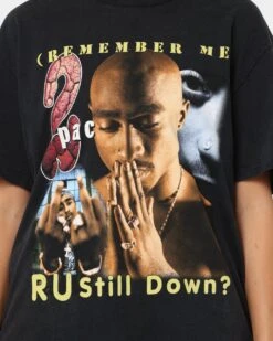 Tupac R U Still Down Homage Vintage T-Shirt Washed Black -Sportswear Women Store 02040823 YW607 womens 0030