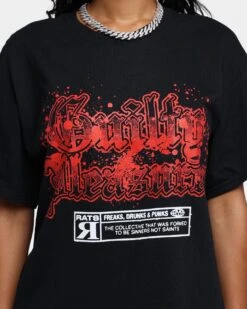 Rats Get Fat Guilty Pleasures Splat T-Shirt Black -Sportswear Women Store 02041021 YB001 womens 0030