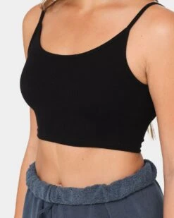 Joah Brown Women's Low Back Crop Cami Black -Sportswear Women Store 02041153 YB001 womens 040
