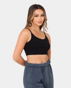 Joah Brown Women's Low Back Crop Cami Black -Sportswear Women Store 02041153 YB001 womens 060