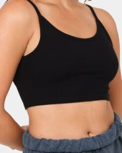 Joah Brown Women's Low Back Crop Cami Black -Sportswear Women Store 02041153 YB001 womens 080