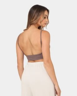 Joah Brown Women's Low Back Crop Cami Mauve -Sportswear Women Store 02041153 YM137 womens 050
