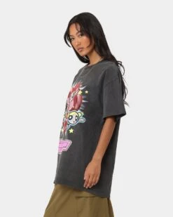 American Thrift X Powerpuff Girls Powerpuff Group Vintage T-Shirt Black Wash 16 American Thrift X Powerpuff Girls Powerpuff Group Vintage T-Shirt Black Wash -Sportswear Women Store 02041334 YB295 womens 0070