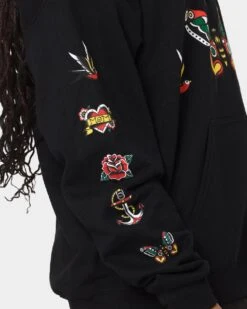 Rats Get Fat Tattoo Print Hoodie Black -Sportswear Women Store 02041348 YB001 womens 0070