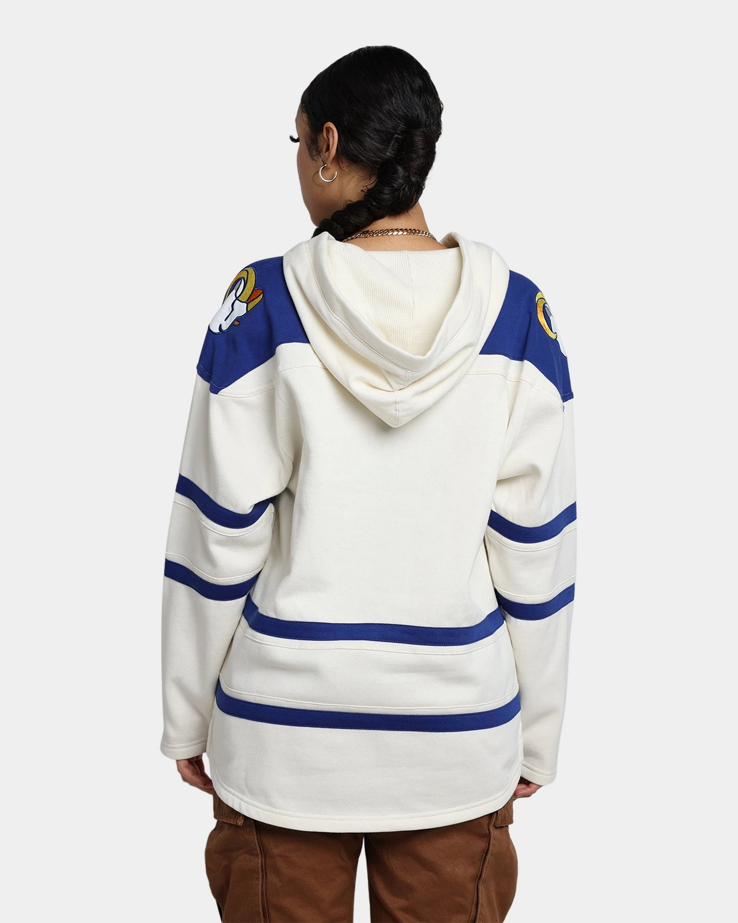 '47 BRAND 47 Brand Los Angeles Rams Superior Lacer Hoodie Cream 6 '47 BRAND 47 Brand Los Angeles Rams Superior Lacer Hoodie Cream - Image 4