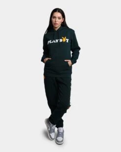 Playboy By CK Wordmark Hoodie Forest Green -Sportswear Women Store 02042559 YF006 womens 0020