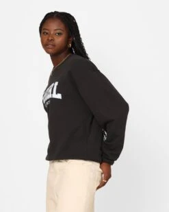 X-Girl Women's College Logo Sweat Crewneck Charcoal -Sportswear Women Store 02042932 YC300 womens 00120