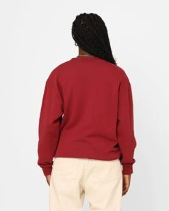 X-Girl Women's College Logo Sweat Crewneck Burgandy -Sportswear Women Store 02042932 YD725 womens 0040