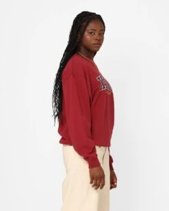 X-Girl Women's College Logo Sweat Crewneck Burgandy -Sportswear Women Store 02042932 YD725 womens 0050