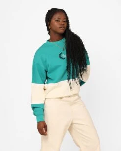 X-Girl Women's College Sweat Crewneck Green -Sportswear Women Store 02042933 YG600 womens 0050