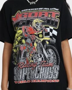Goat Crew Supercross Racing Team Vintage T-Shirt Black Wash -Sportswear Women Store 02043140 YB295 womens 0040