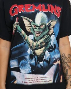 American Thrift X Gremlins Gremlins Vintage T-Shirt Black Wash 13 American Thrift X Gremlins Gremlins Vintage T-Shirt Black Wash -Sportswear Women Store 02043293 YB295 womens 0040