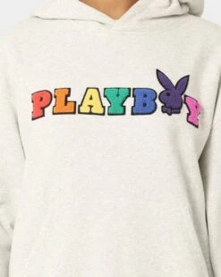 Playboy By CK Chenille Wordmark Hoodie Ash -Sportswear Women Store 02043560 YA600 womens 0030