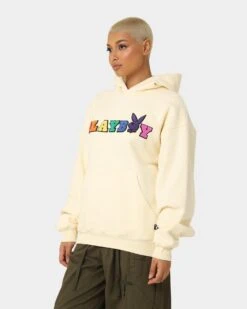 Playboy By CK Chenille Wordmark Hoodie Off White -Sportswear Women Store 02043560 YO007 womens 0060