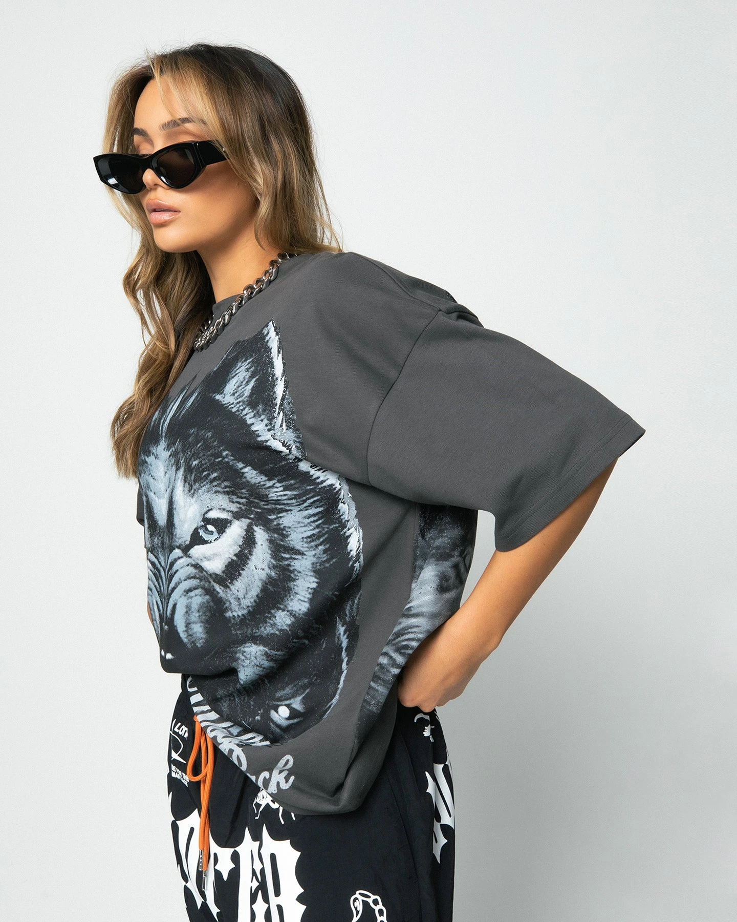 Loiter Wolf Pack Vintage T-Shirt Charcoal 6 Loiter Wolf Pack Vintage T-Shirt Charcoal - Image 4