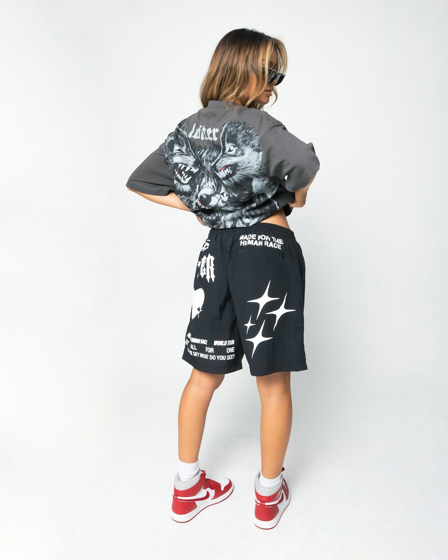 Loiter Wolf Pack Vintage T-Shirt Charcoal 7 Loiter Wolf Pack Vintage T-Shirt Charcoal - Image 5