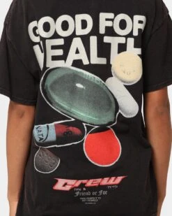 Goat Crew Good 4 Health Vintage T-Shirt Black Wash 14 Goat Crew Good 4 Health Vintage T-Shirt Black Wash -Sportswear Women Store 02044760 YB295 womens 0050