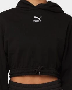 Puma Women's Classics Cropped Hoodie Puma Black -Sportswear Women Store 02044900 YP943 womens 0030