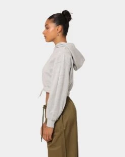 Puma Women's Classics Cropped Hoodie Light Gray Heather -Sportswear Women Store 02044901 YL243 womens 0060