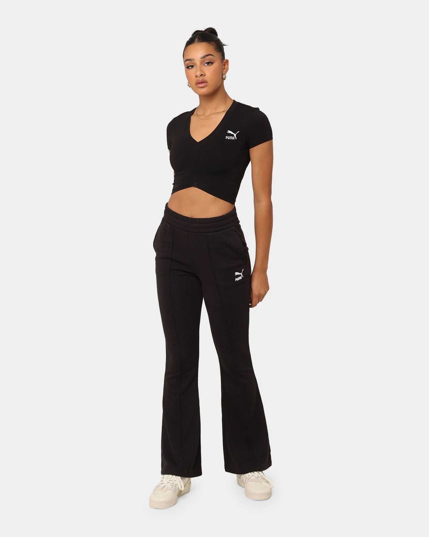 Puma Women's Classics Cropped Slim T-Shirt Puma Black 4 Puma Women's Classics Cropped Slim T-Shirt Puma Black - Image 2