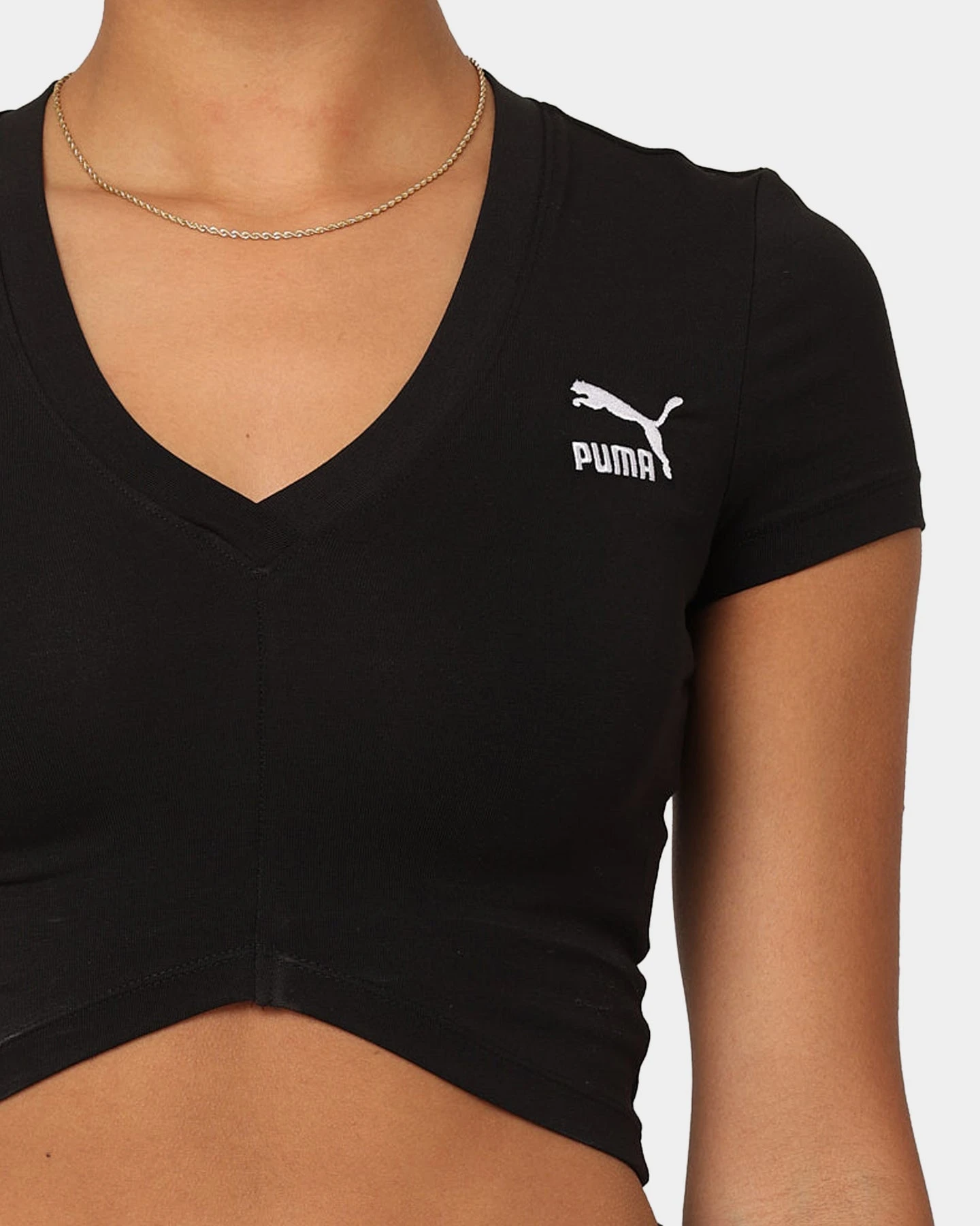 Puma Women's Classics Cropped Slim T-Shirt Puma Black 5 Puma Women's Classics Cropped Slim T-Shirt Puma Black - Image 3
