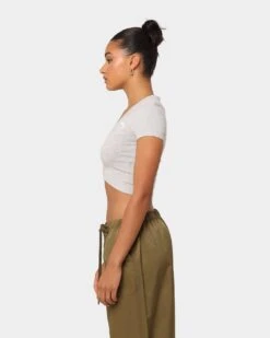 Puma Women's Classics Cropped Slim T-Shirt Light Gray Heather -Sportswear Women Store 02044903 YL243 womens 0060