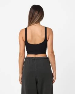 Joah Brown Women's Contour Crop Tank Top Onyx -Sportswear Women Store 02044950 YO172 womens 0040