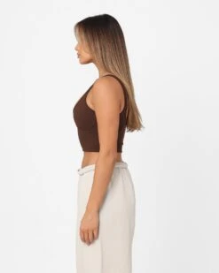 Joah Brown Women's Contour Crop Tank Top Umber -Sportswear Women Store 02044950 YU056 womens 00130