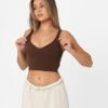 Joah Brown Women's Contour Crop Tank Top Umber -Sportswear Women Store 02044950 YU056 womens 0080