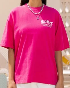 Loiter Chaos Theory T-Shirt Hot Pink 12 Loiter Chaos Theory T-Shirt Hot Pink -Sportswear Women Store 02045559 YH053 womens 0040