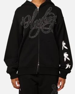 Playboy By Culture Kings Shyne Full Zip Hoodie Black -Sportswear Women Store 02046299 YB001 womens 00110