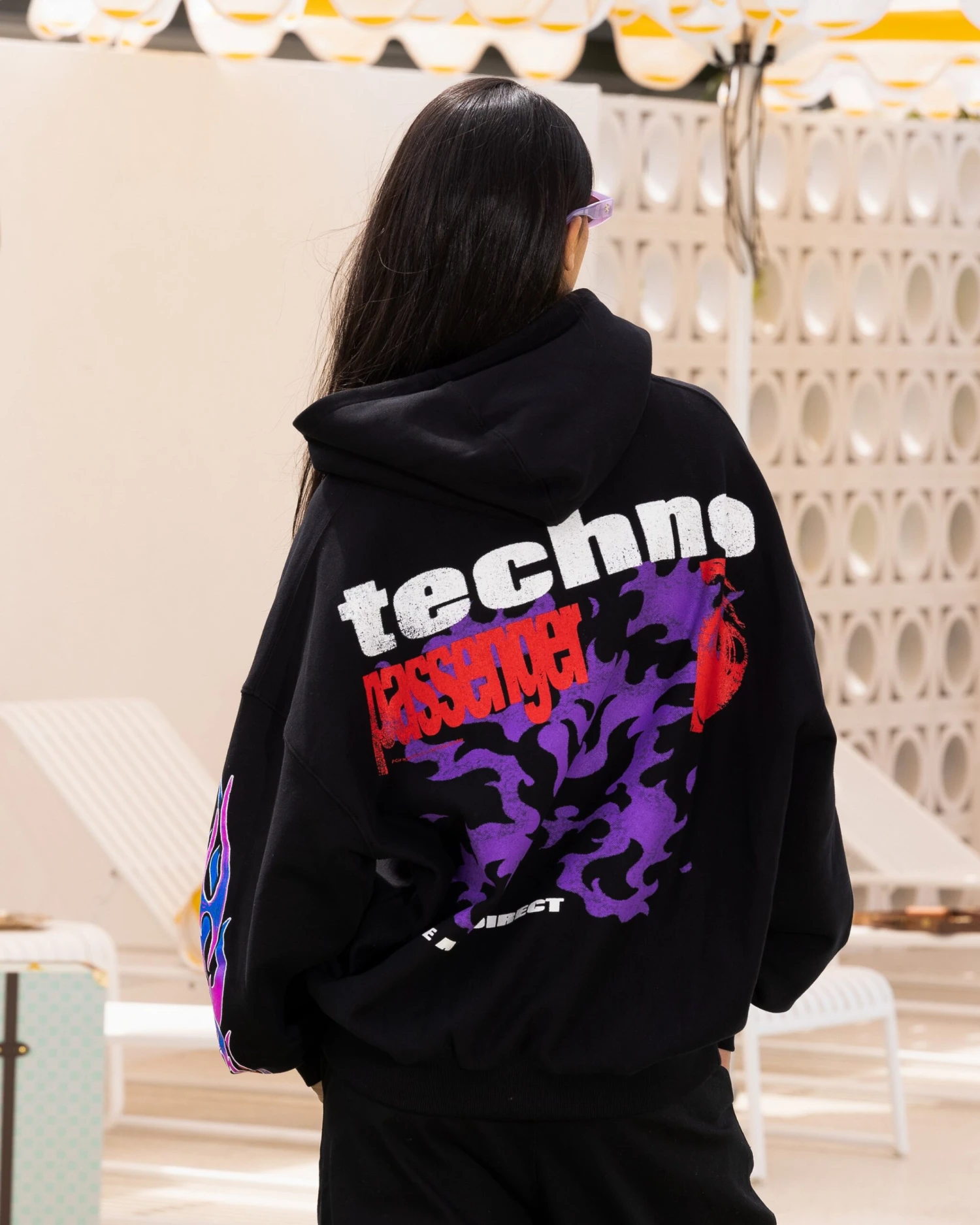 Loiter Live In Direct Vintage Hoodie Black 4 Loiter Live In Direct Vintage Hoodie Black - Image 2