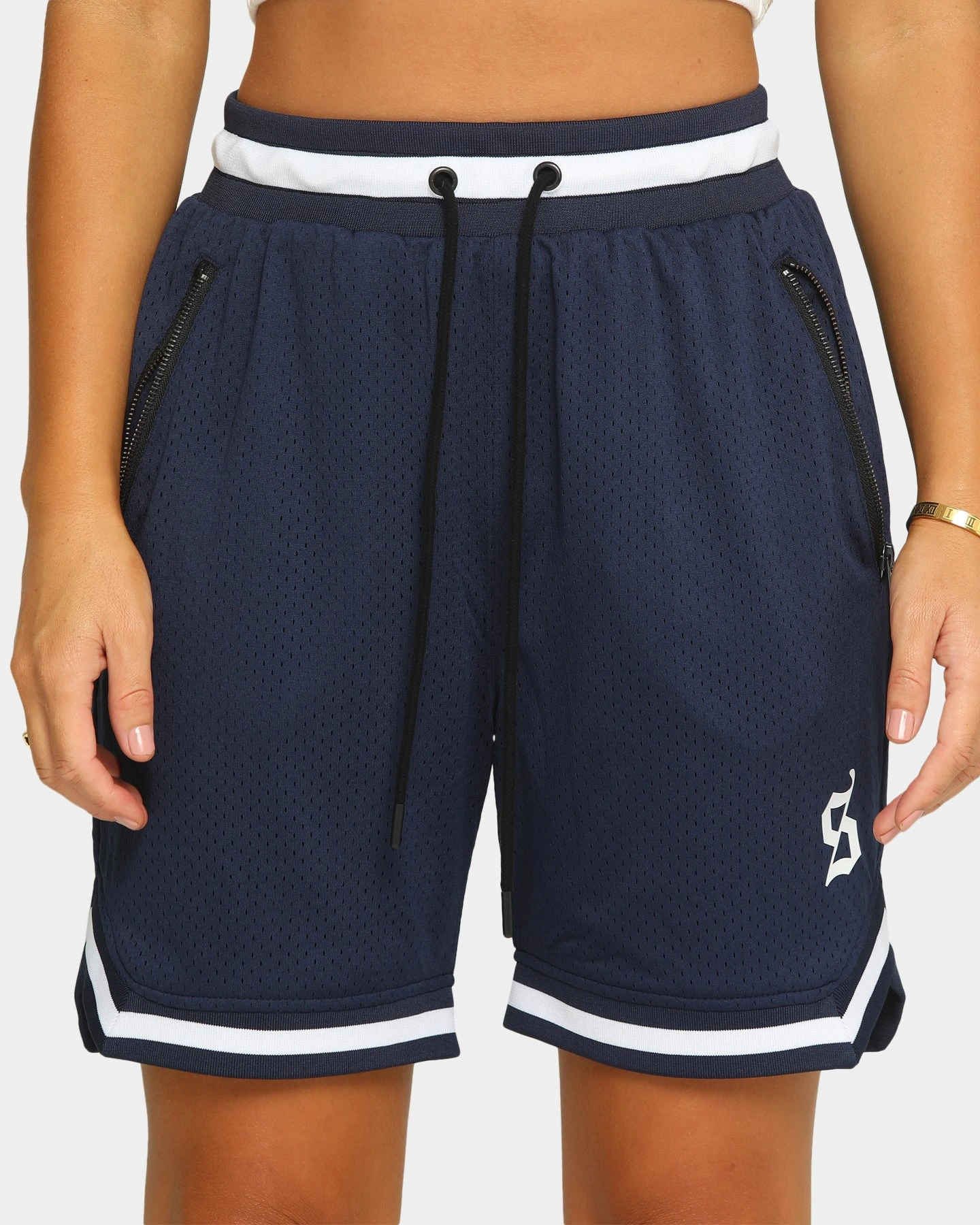 Saint Morta Men's Icon Mesh Basketball Short Navy/White 7 Saint Morta Men's Icon Mesh Basketball Short Navy/White - Image 5