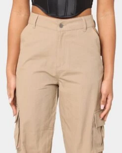 EN ES Women's Washed Cargo Pants Beige -Sportswear Women Store 03006266 Y1000 womens 0030