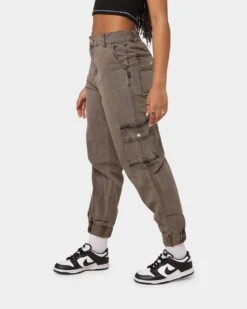 EN ES Women's Washed Cargo Pants Washed Brown -Sportswear Women Store 03006266 YW077 womens 060