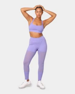 Reebok X Cardi B Women's Mesh High-Rise Tights Purple -Sportswear Women Store 03006345 YP200 womens 0020