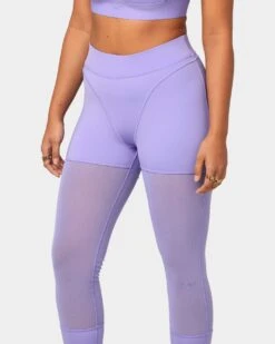 Reebok X Cardi B Women's Mesh High-Rise Tights Purple -Sportswear Women Store 03006345 YP200 womens 0070