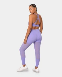 Reebok X Cardi B Women's Mesh High-Rise Tights Purple -Sportswear Women Store 03006345 YP200 womens 0090