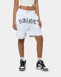 Saint Morta Day Of The Dead Basketball Shorts White/Black