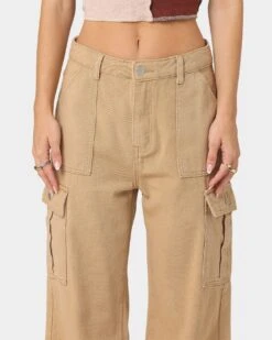 XXIII Women's Poppy Wide Leg Cargo Pants Tan -Sportswear Women Store 03008678 YT001 womens 0030