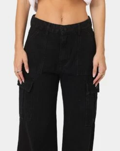 XXIII Women's Poppy Wide Leg Cargo Pants Washed Black 12 XXIII Women's Poppy Wide Leg Cargo Pants Washed Black -Sportswear Women Store 03008678 YW607 womens 0030